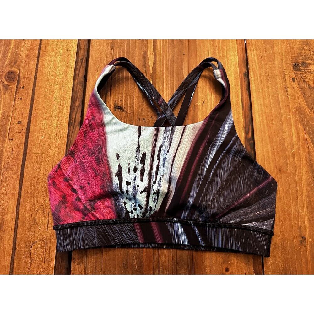 Lululemon Energy Bra Nulux Electrobeam Sports Top Cross Back Pullover Size 4